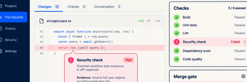 Supply Chain Security pull request check with a matched rule and release decision
